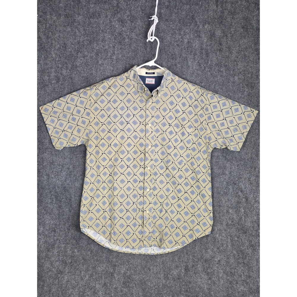 VTG Bugle Boy Company Mens Shirt L Short Sleeve Golf Club Print Cotton Button Up